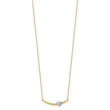Load image into Gallery viewer, 14K Two-tone Polished CZ Heart on Bar 17in Necklace
