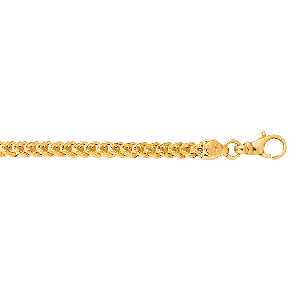 14K Gold 4.4mm 24 Semi-Solid Square Franco Chain