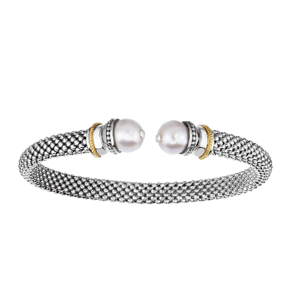Silver & 18K Popcorn Bangle