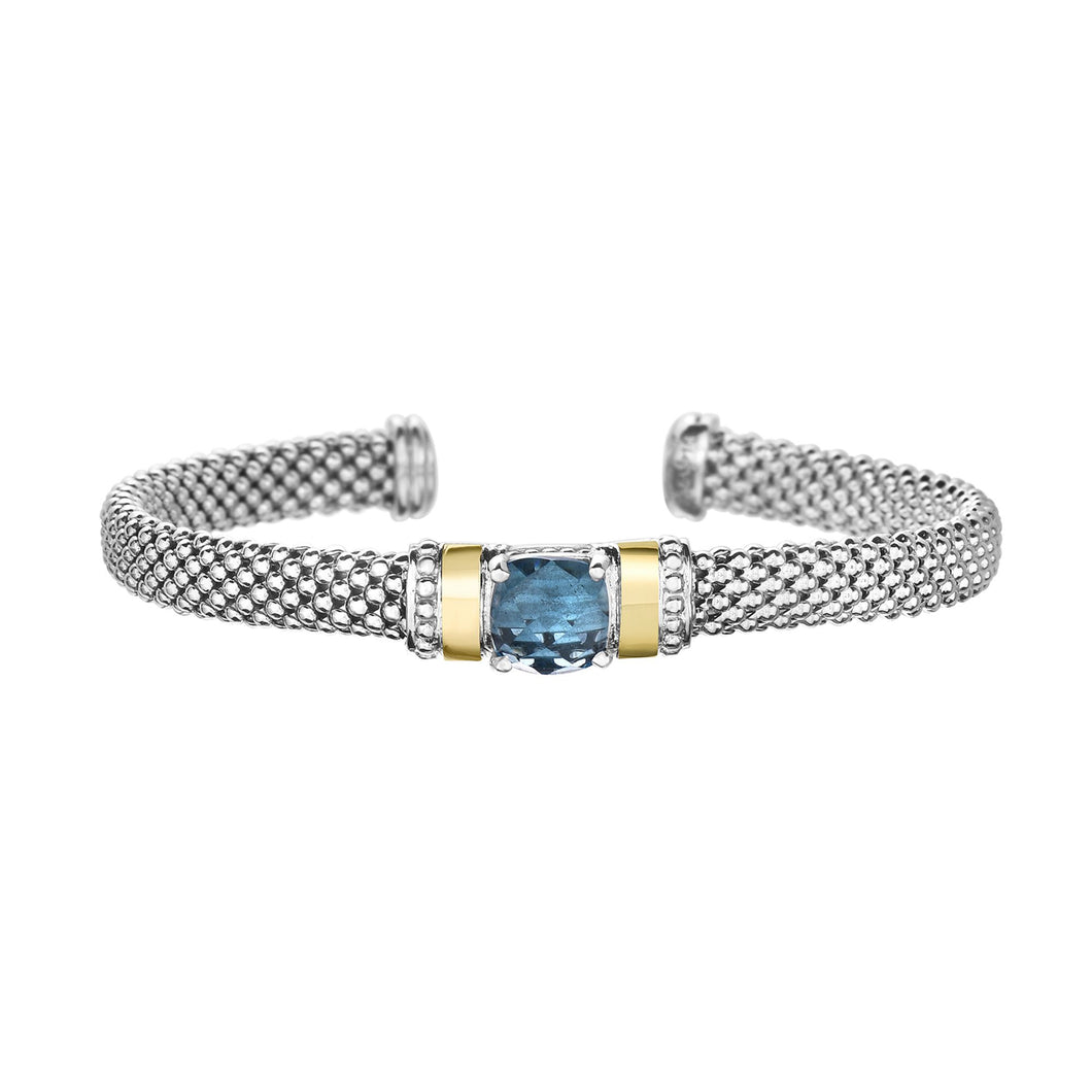Silver & Gold Blue Topaz Cuff