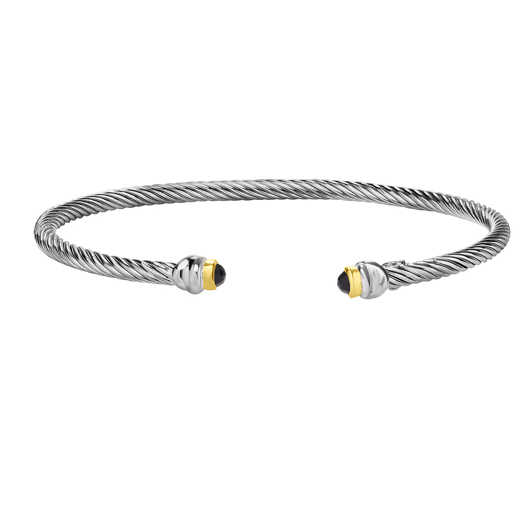 Sterling Silver & 18K Gold Italian Cable Stackable Skinny Cuff Bangle
