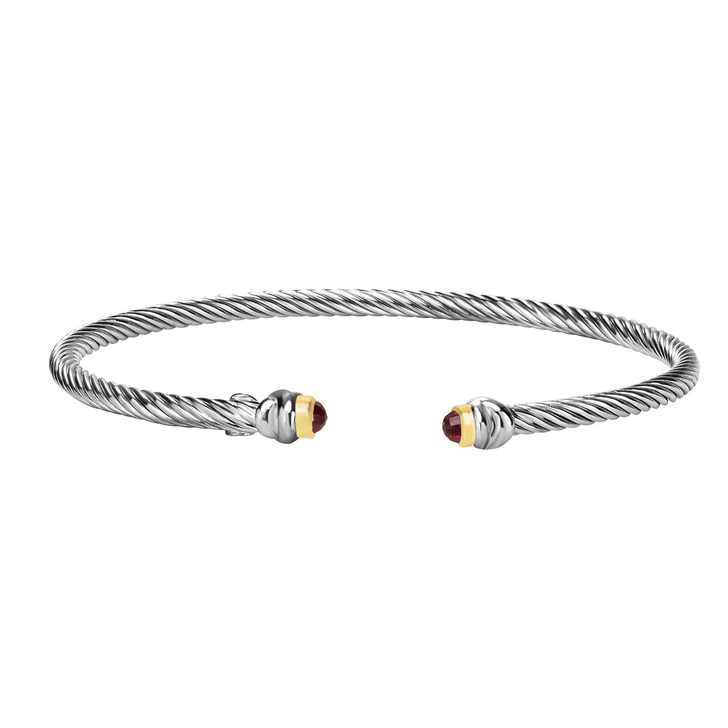 Sterling Silver & 18K Gold Italian Cable Stackable Skinny Cuff Bangle