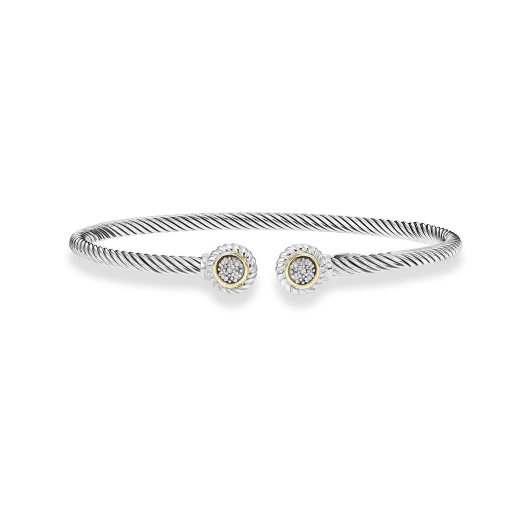 18K Gold .05ct. Dia Italian Cable Bangle
