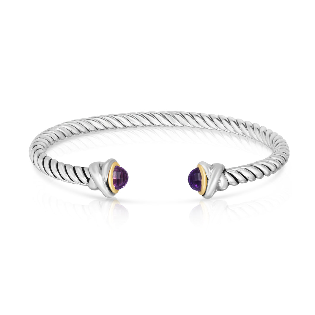 Sterling Silver & 18K Gold Classica Italian Cable Bangle