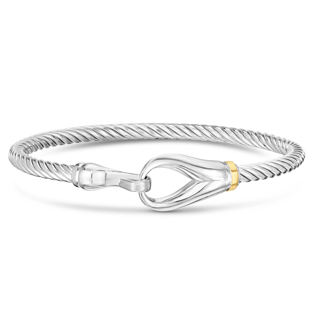 Silver & 18K Nautical Hook Bangle
