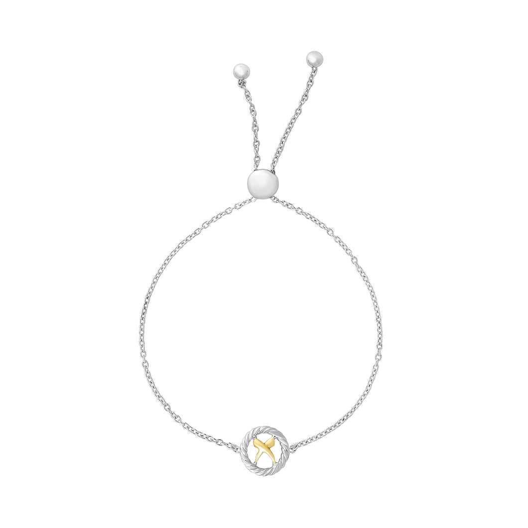 Adjustable Sculpted X Bracelet with 18K Gold