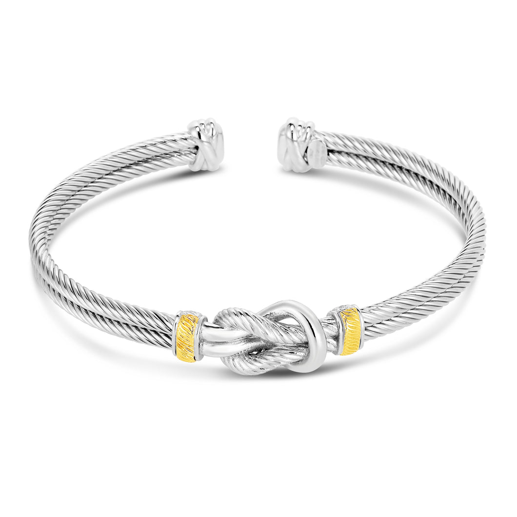 Sterling Silver, 18K Gold Knot Men's Cuff