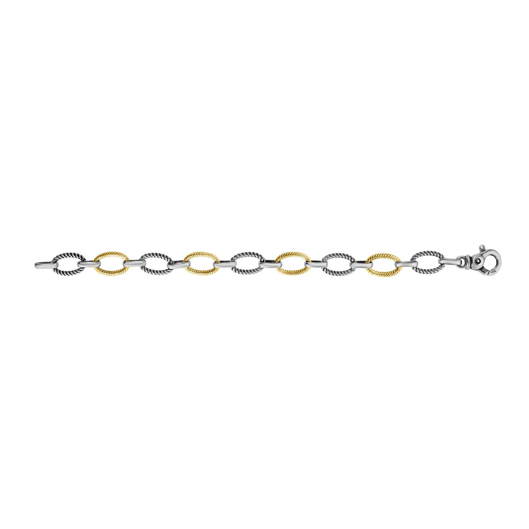 Silver & 18K Italian Cable Bracelet