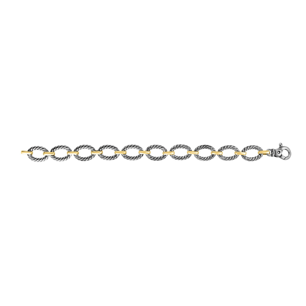 Silver & 18K Italian Cable Bracelet