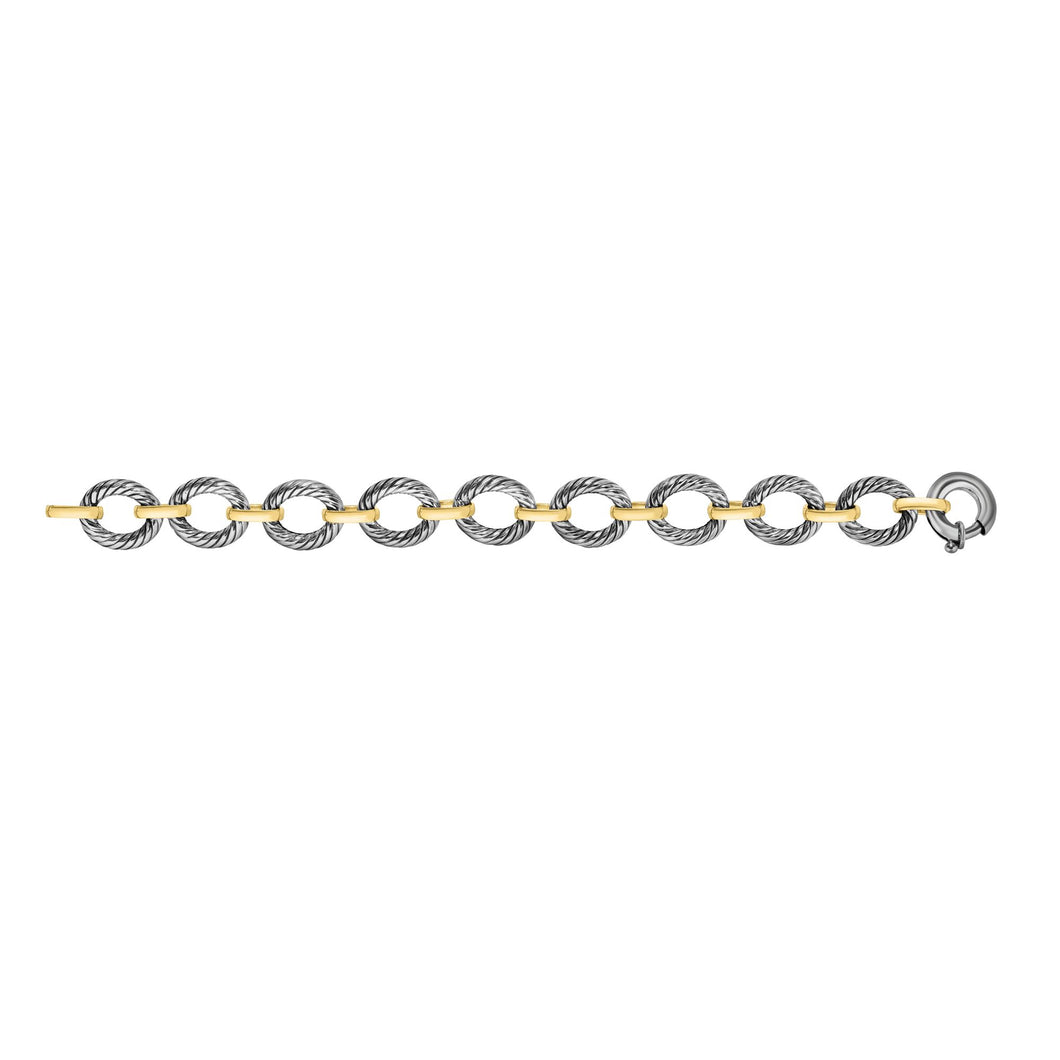 Silver & 18K Italian Cable Bracelet