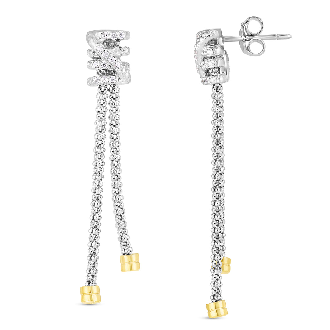 Diamond Popcorn Tally Earring with 18K Gold