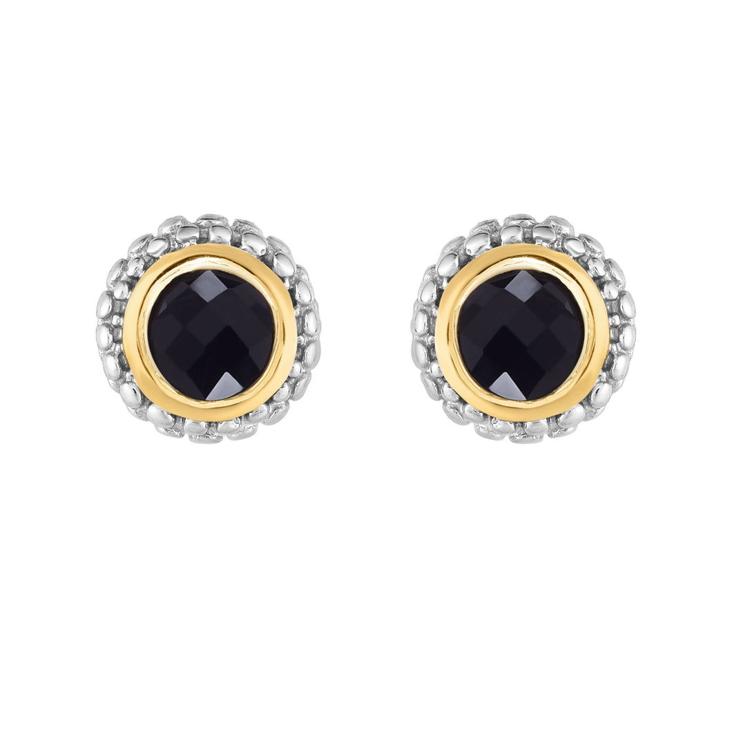 Sterling Silver & 18K Gold Popcorn Birthstone Stud Earrings