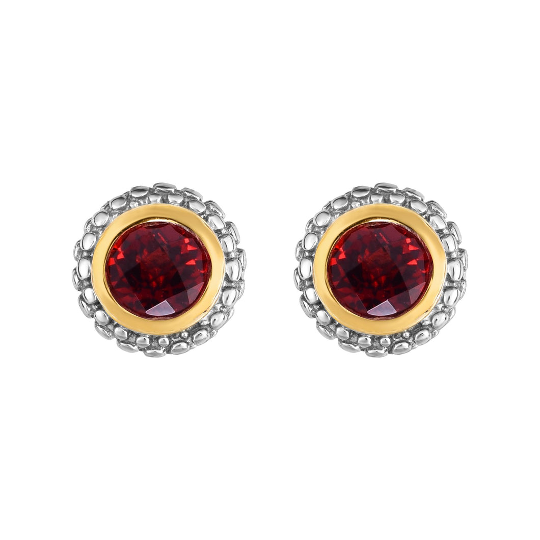 Sterling Silver & 18K Gold Popcorn Birthstone Stud Earrings