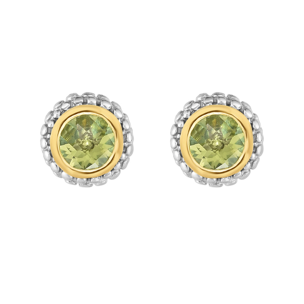 Sterling Silver & 18K Gold Popcorn Birthstone Stud Earrings