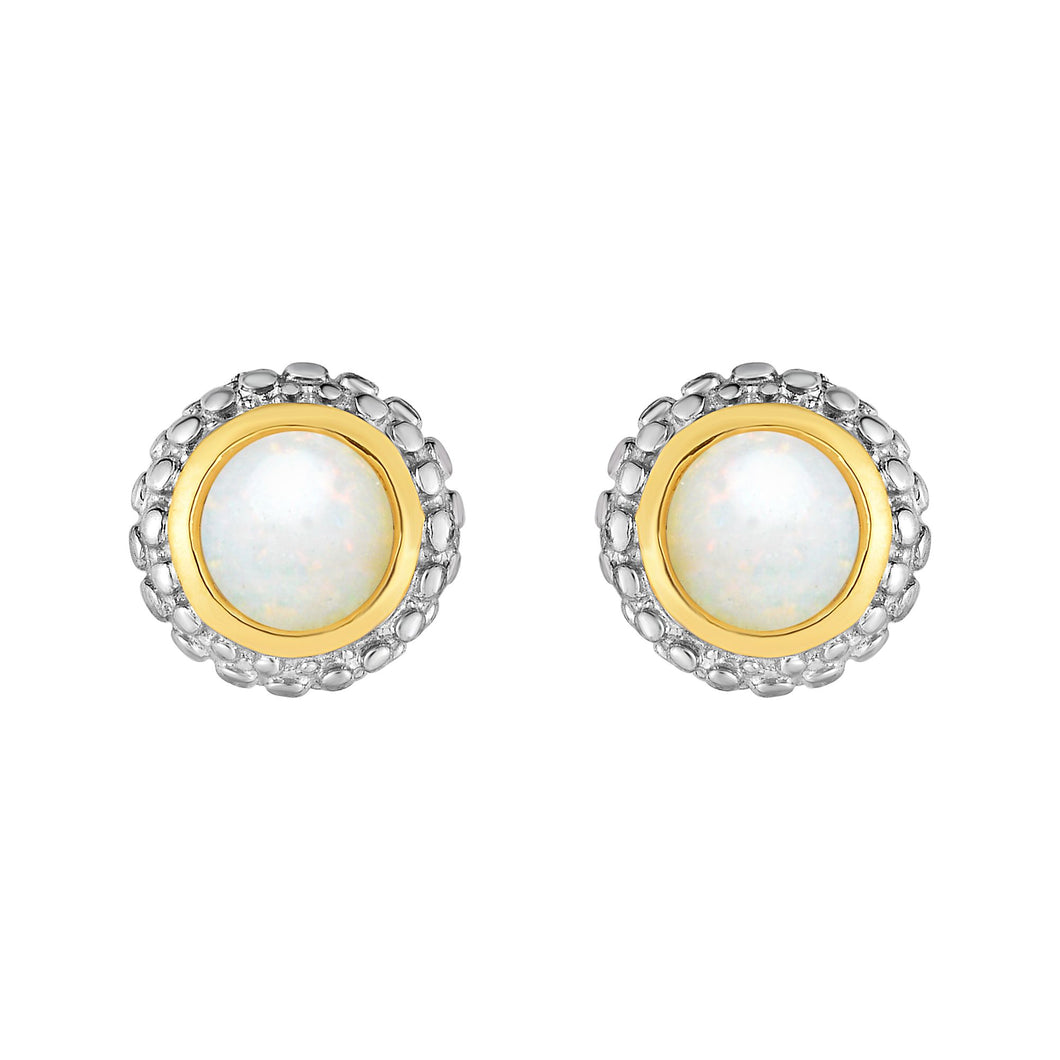 Sterling Silver & 18K Gold Popcorn Birthstone Stud Earrings