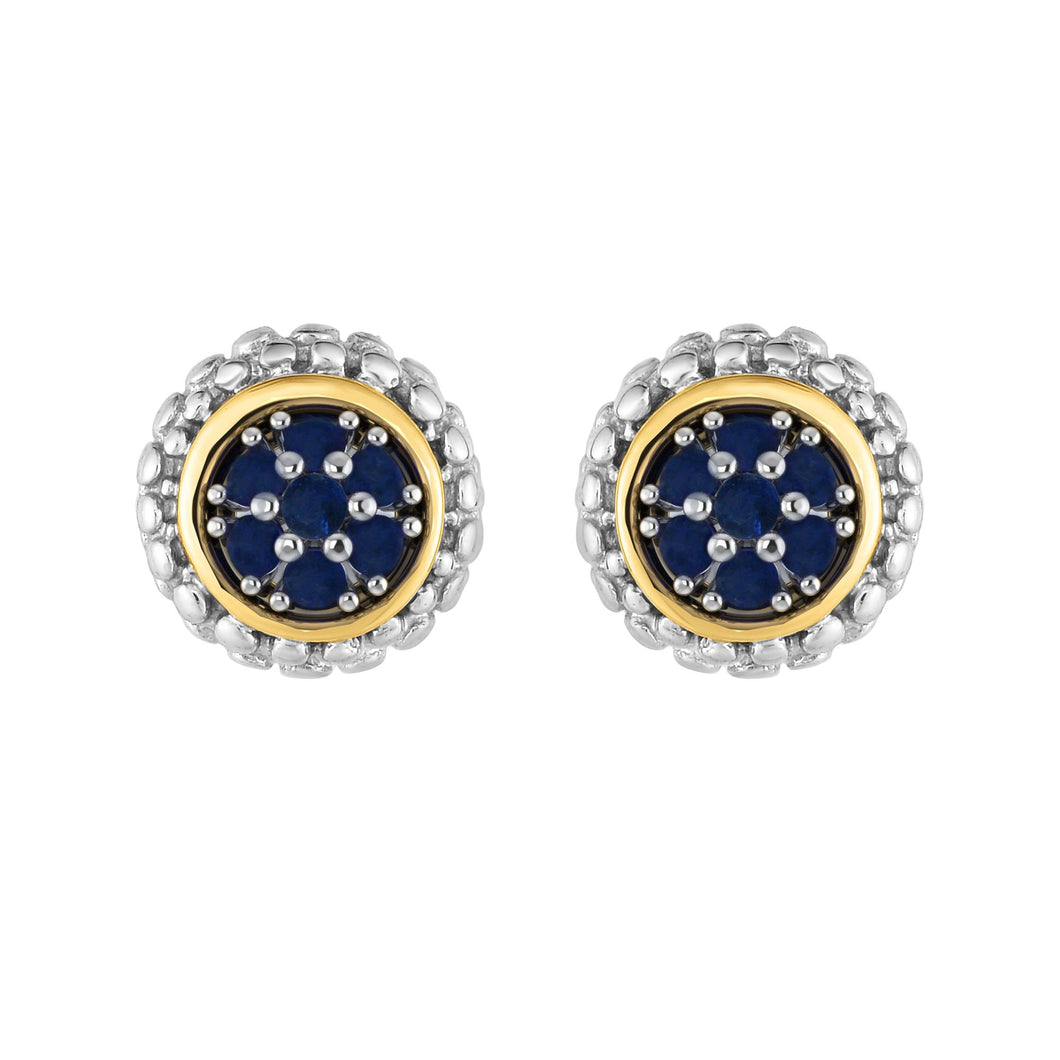 Sterling Silver & 18K Gold Popcorn Birthstone Stud Earrings