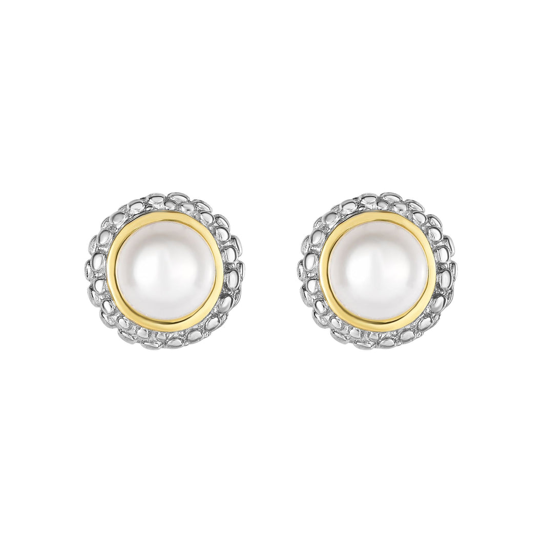 Sterling Silver & 18K Gold Popcorn Birthstone Stud Earrings