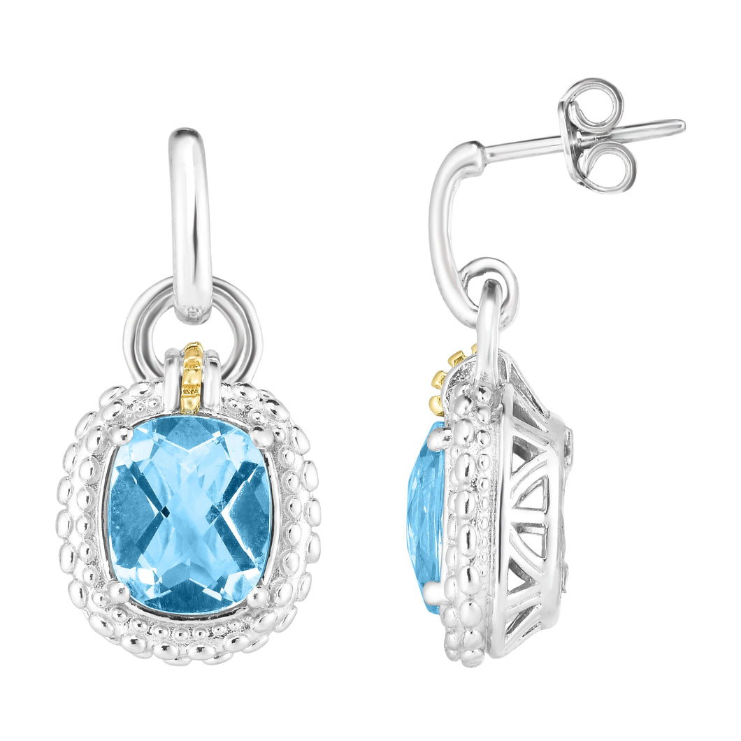 Sterling Silver & 18K Gold Popcorn Large Gemstone Drop Earrings
