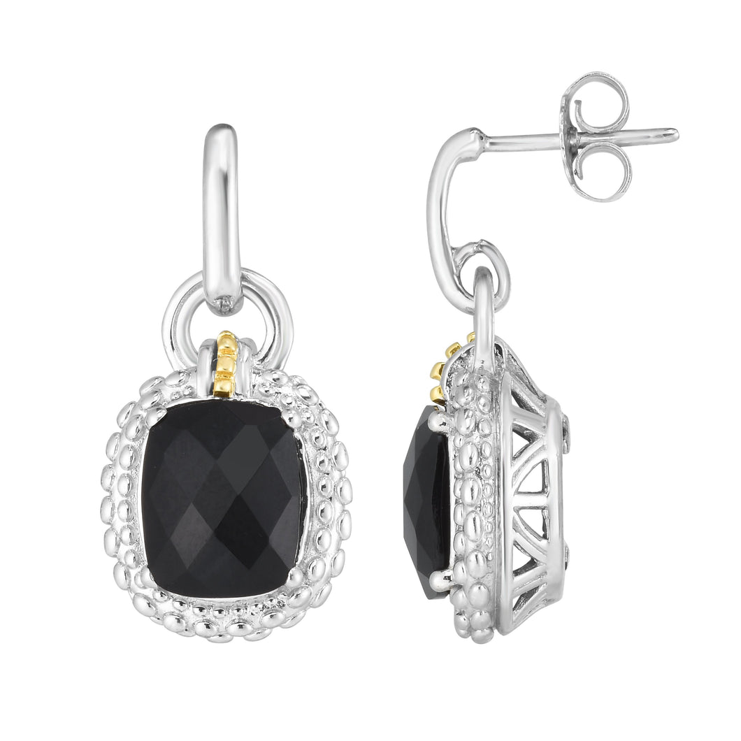 Sterling Silver & 18K Gold Popcorn Large Gemstone Drop Earrings