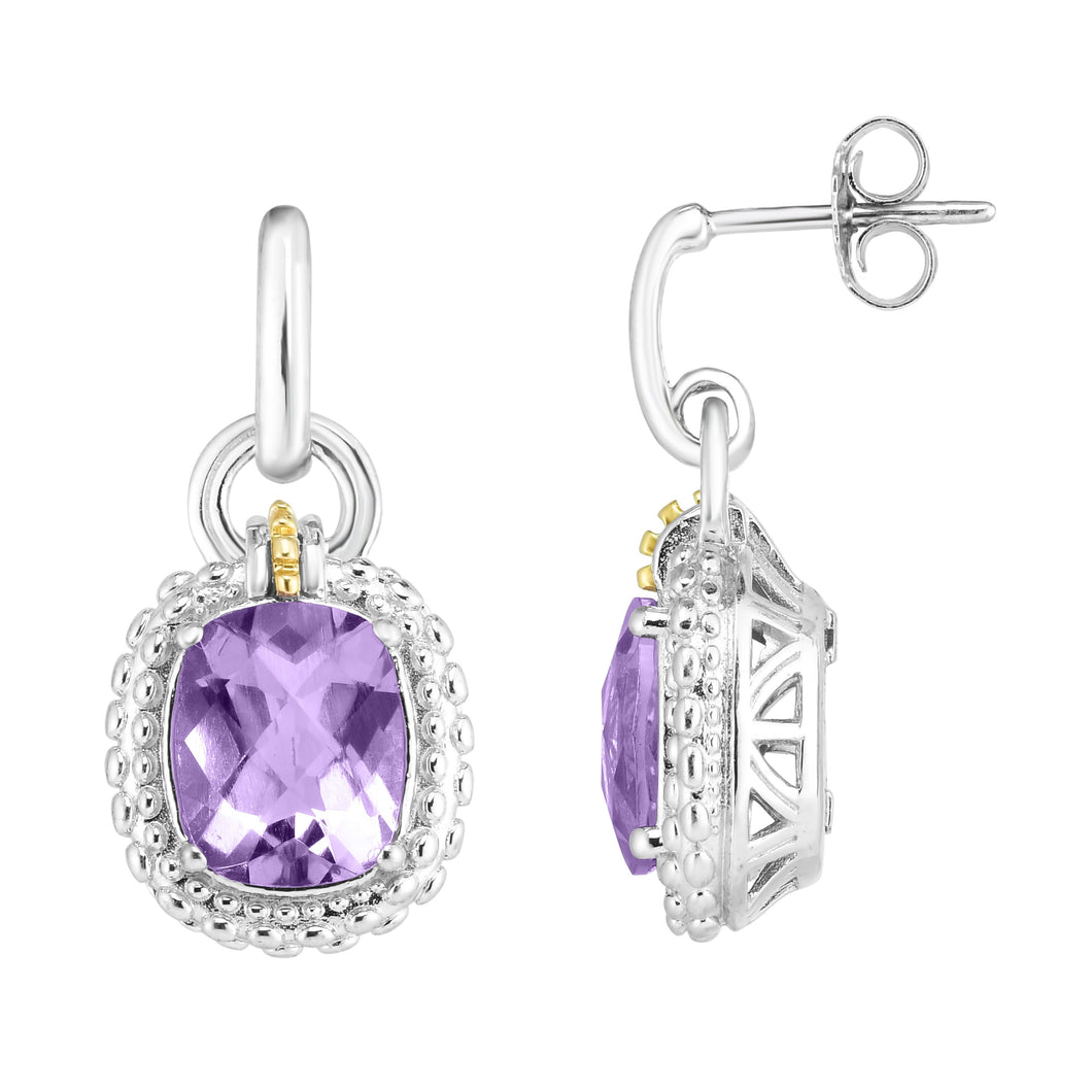 Sterling Silver & 18K Gold Popcorn Large Gemstone Drop Earrings