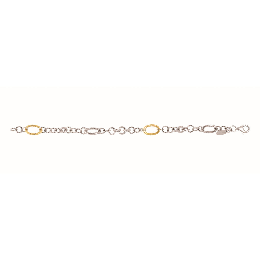 Silver & 18K Italian Cable Bracelet