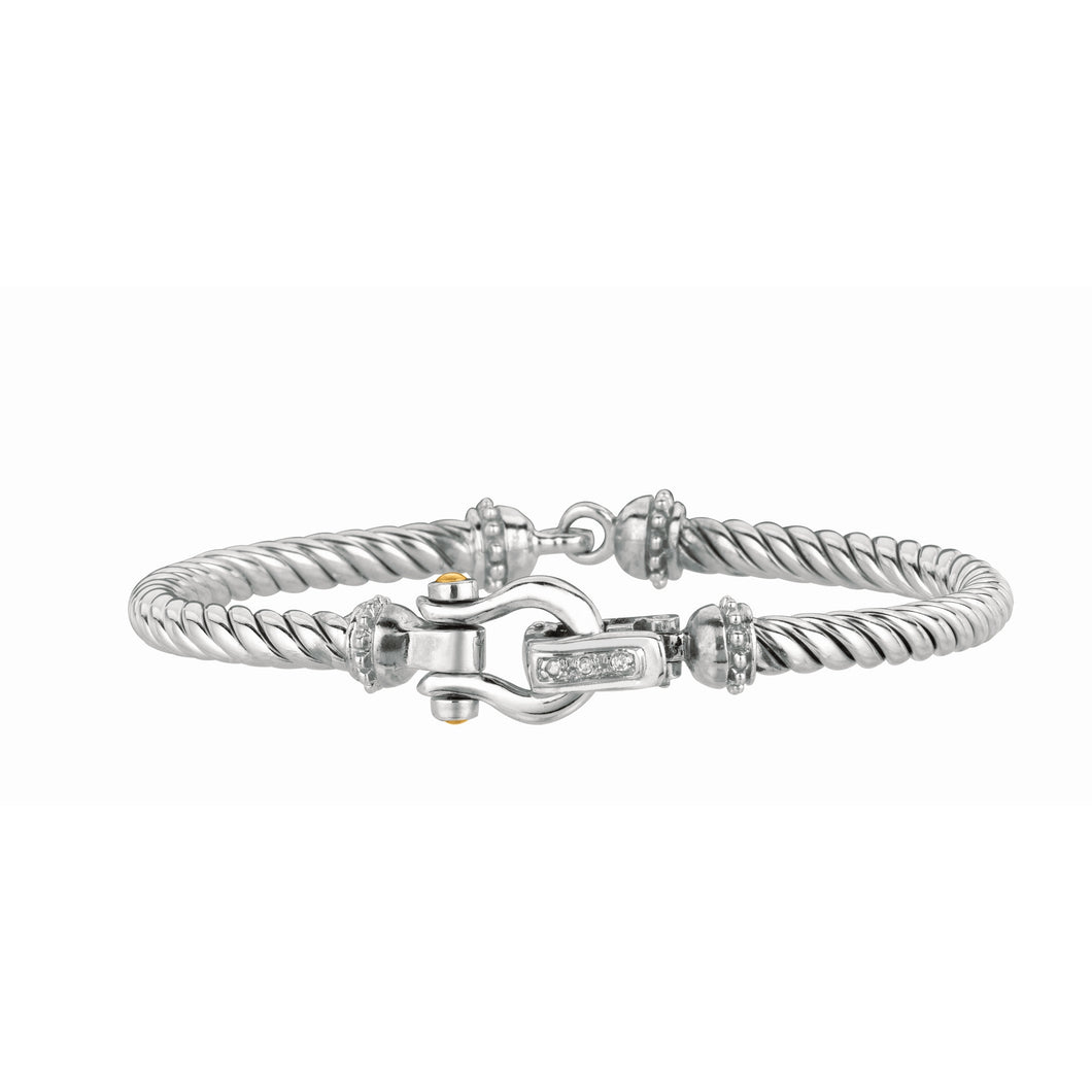 Silver & 18K Italian Cable Bangle