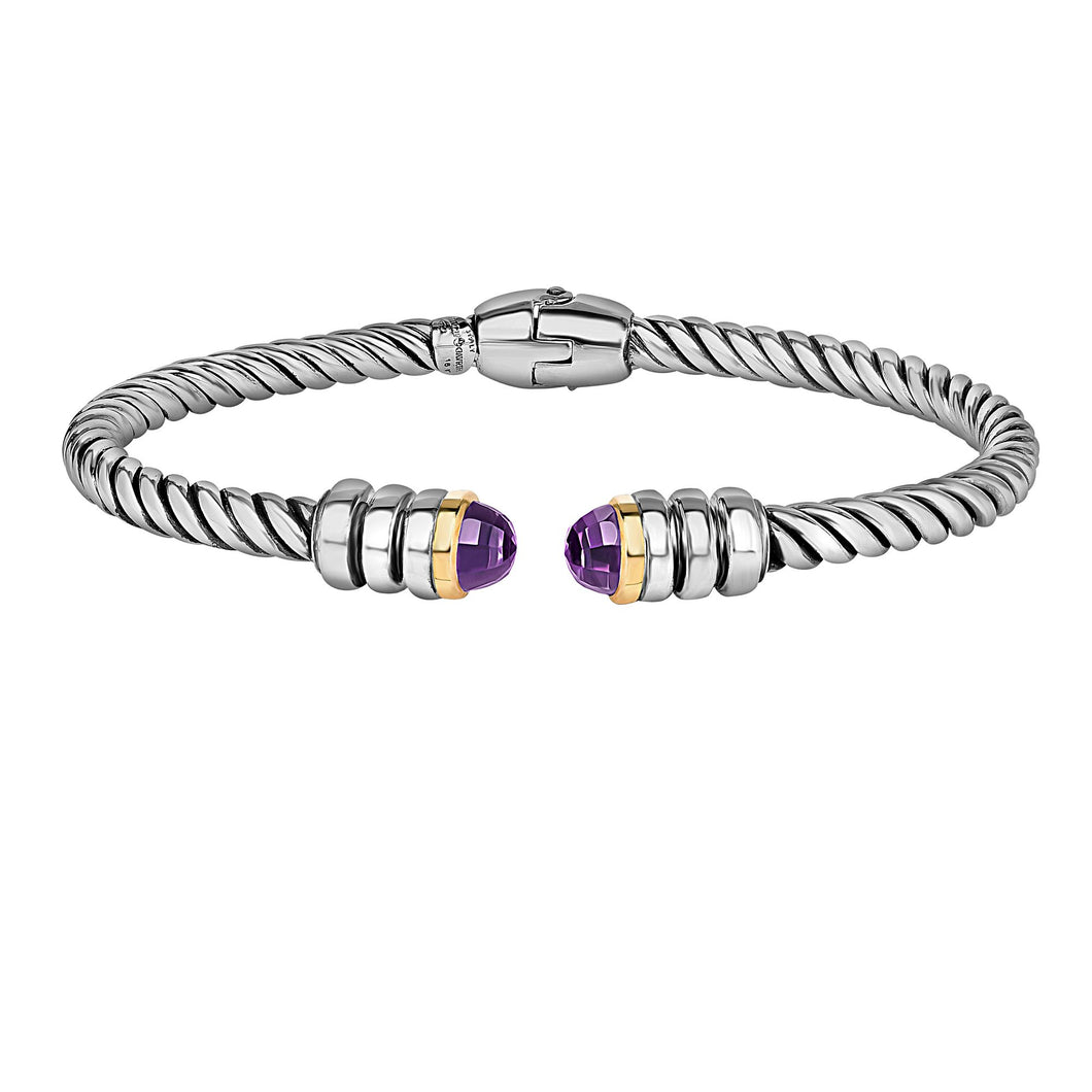 Silver & 18K Italian Cable Bangle