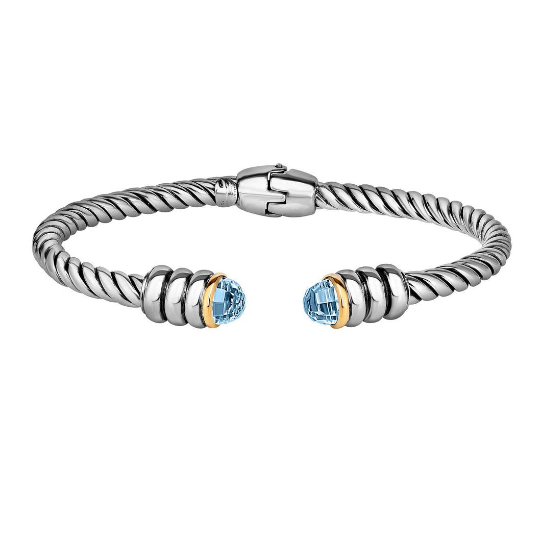 Silver & 18K Italian Cable Bangle