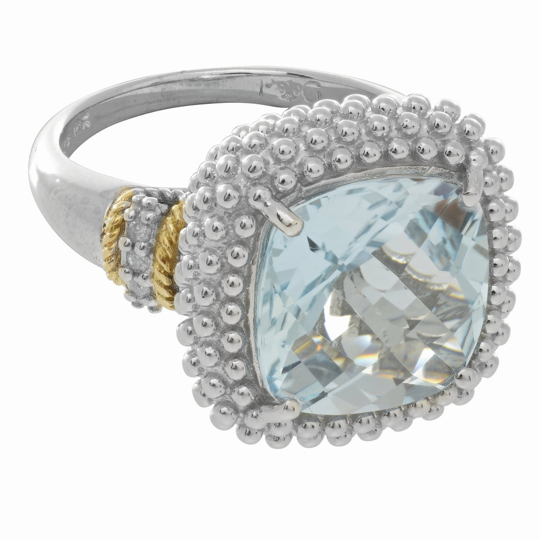 Silver & 18K Topaz Popcorn Ring