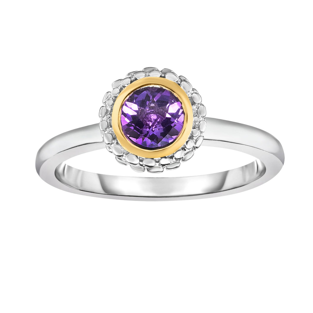 Sterling Silver & 18K Gold Popcorn Birthstone Ring