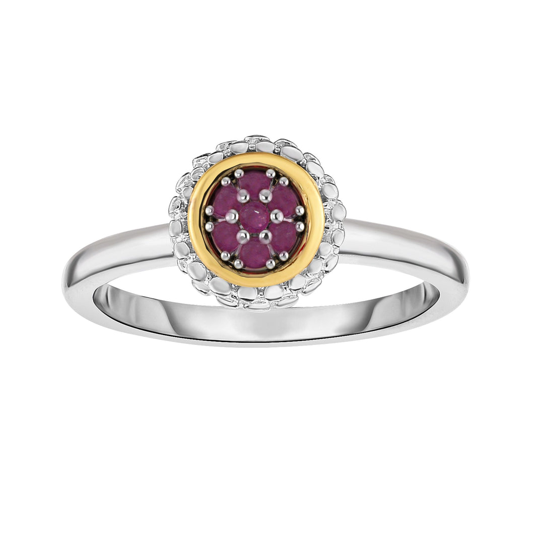 Sterling Silver & 18K Gold Popcorn Birthstone Ring