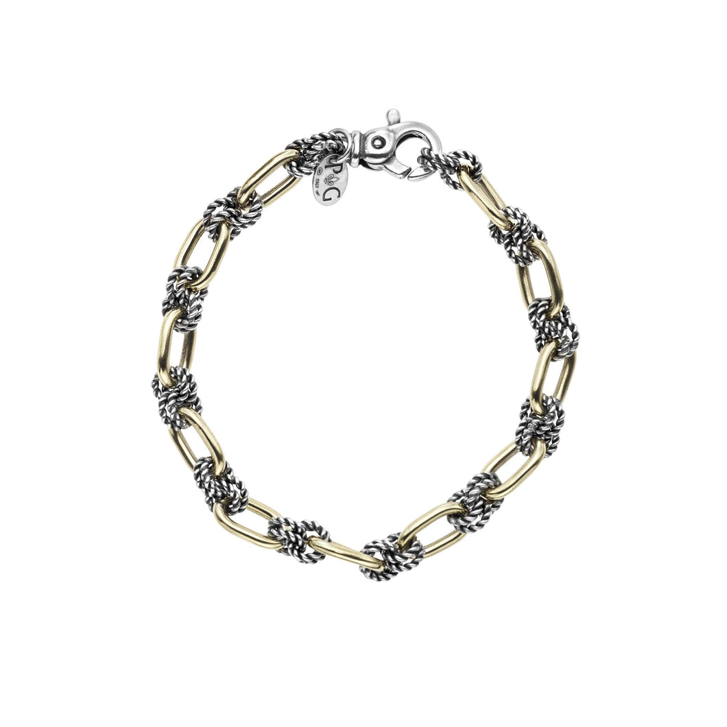 Silver & 18K Italian Cable Bracelet