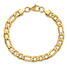 Load image into Gallery viewer, Stainless Steel Polished Yellow IP-plated 7.50mm Figaro 8.25in Bracelet

