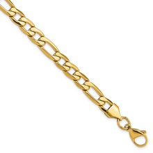 Load image into Gallery viewer, Stainless Steel Polished Yellow IP-plated 7.50mm Figaro 8.25in Bracelet
