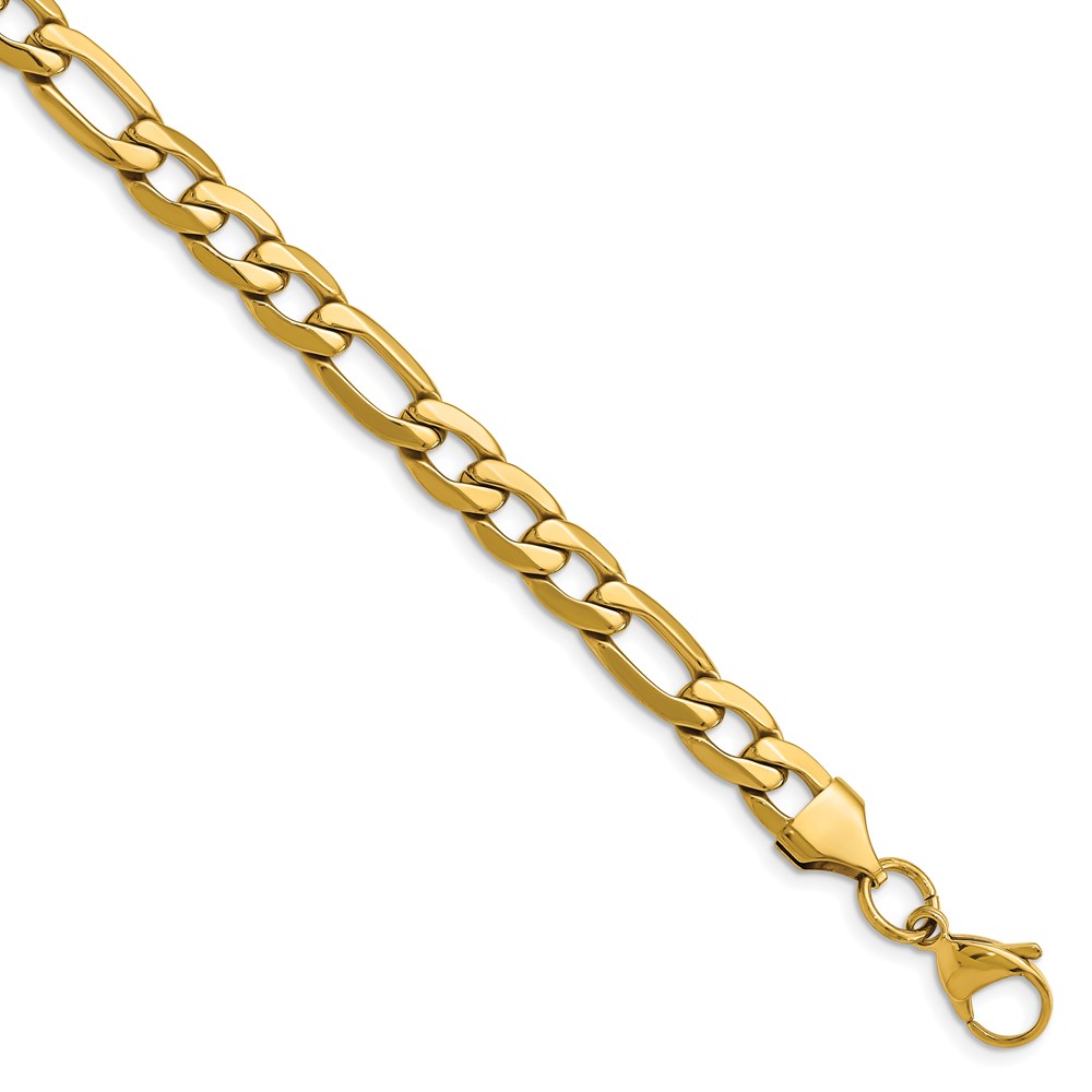 Stainless Steel Polished Yellow IP-plated 7.50mm Figaro 23.5in Necklace