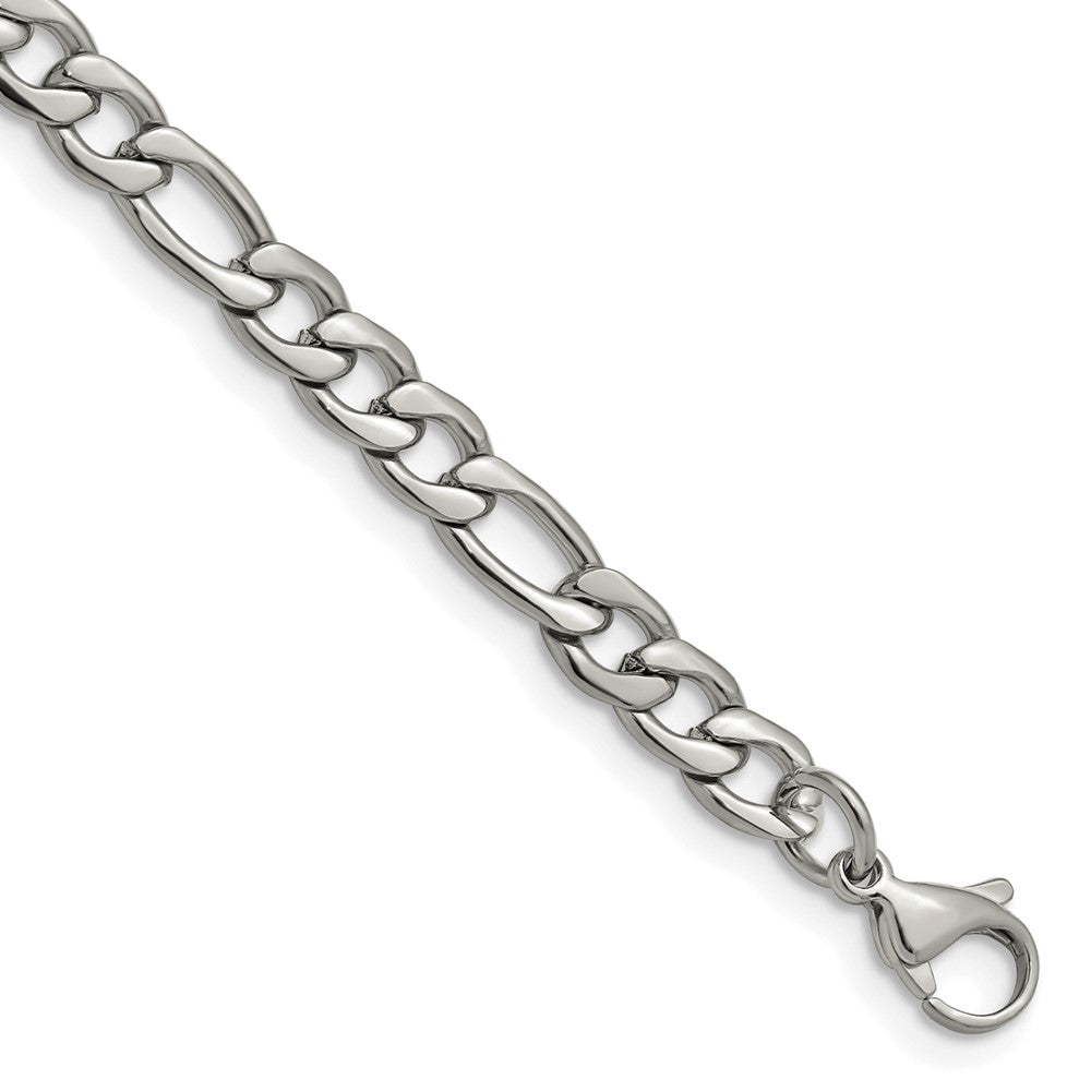 Stainless Steel Polished 6.3mm 8in Figaro Chain