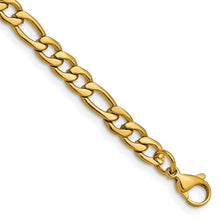 Load image into Gallery viewer, Stainless Steel Polished Yellow IP-plated 6.3mm 8in Figaro Chain
