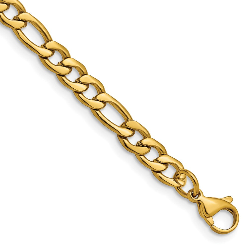 Stainless Steel Polished Yellow IP-plated 6.3mm 8in Figaro Chain