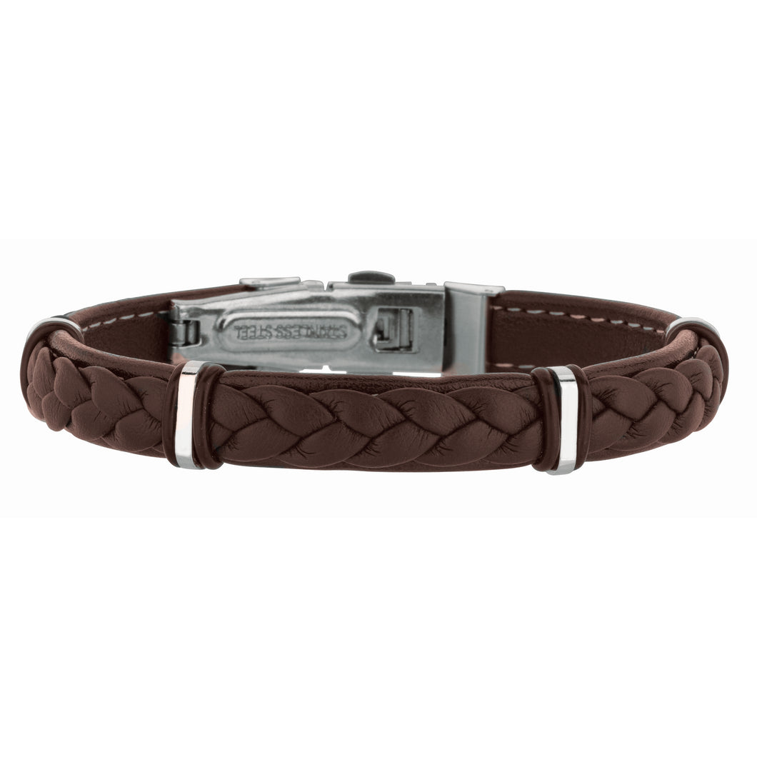 Stainless Steel Braided Brown Bracelet