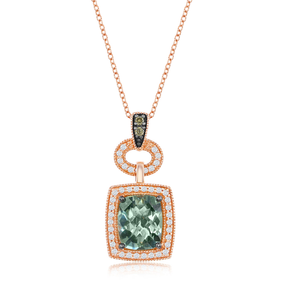 Le Vian Chocolatier� Pendant featuring 2 1/2 cts. Mint Julep Quartz, 1/20 cts. Chocolate Diamonds�, 1/4 cts. Vanilla Diamonds� set in 14K Strawberry Gold�