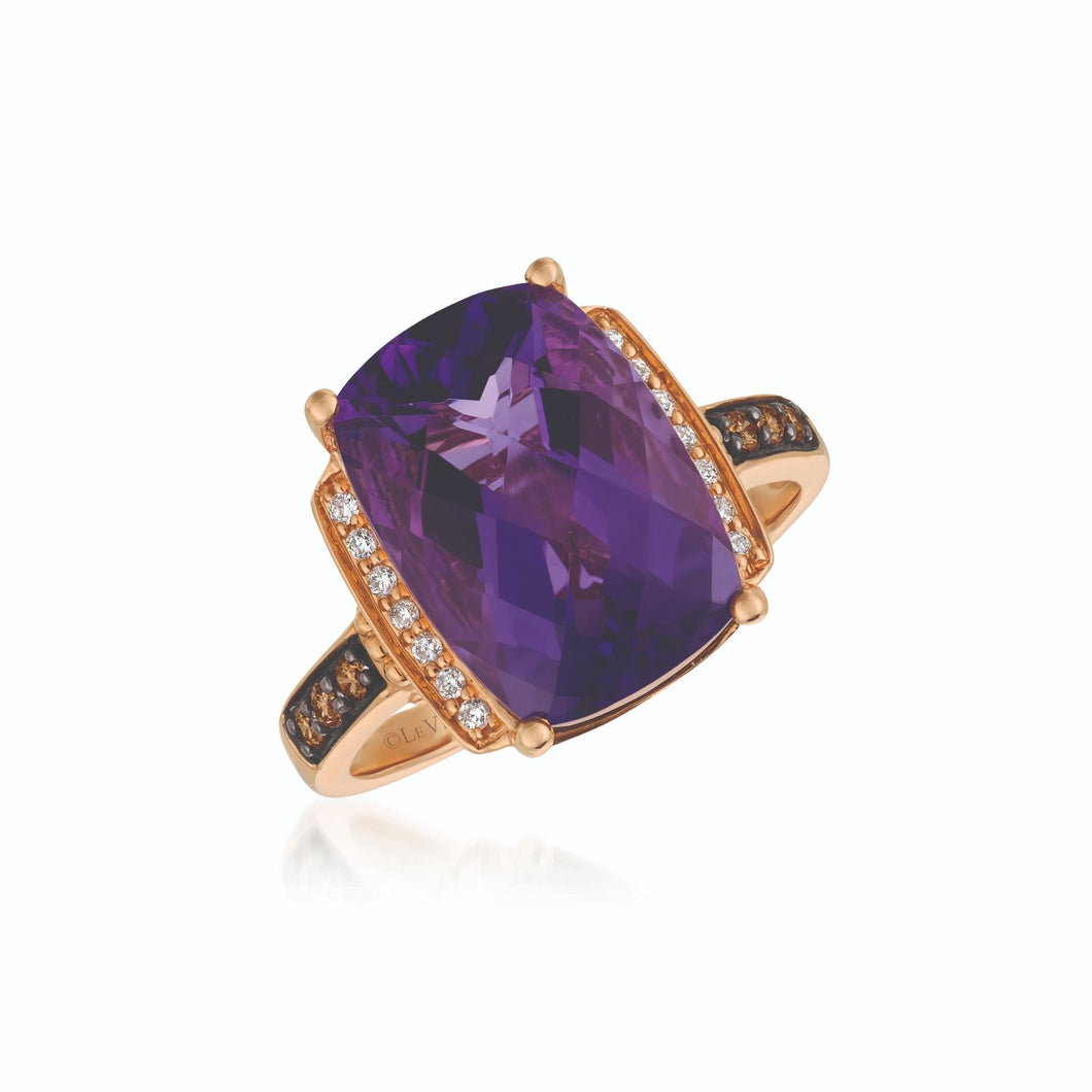 Le Vian Chocolatier� Ring featuring 5 5/8 cts. Grape Amethyst�, 1/10 cts. Chocolate Diamonds�, 1/15 cts. Vanilla Diamonds� set in 14K Strawberry Gold�