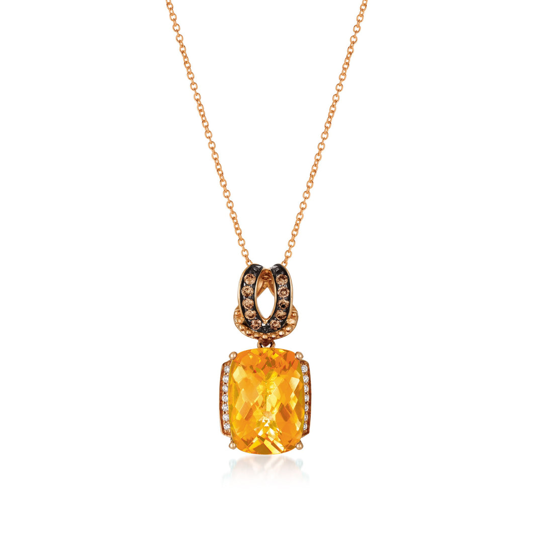 Le Vian Chocolatier� Pendant featuring 5  1/2 cts. Cinnamon Citrine�, 1/6 cts. Chocolate Diamonds�, 1/15 cts. Vanilla Diamonds� set in 14K Strawberry Gold�