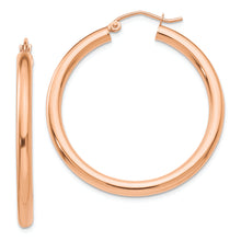 Load image into Gallery viewer, 14k Rose Gold Polished 3mm Lightweight Tube Hoop Earrings
