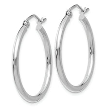 Load image into Gallery viewer, 14k White Gold Polished 2x25mm Lightweight Tube Hoop Earrings
