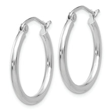 Load image into Gallery viewer, 14k White Gold Polished 2x20mm Lightweight Tube Hoop Earrings
