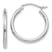 Load image into Gallery viewer, 14k White Gold Polished 2x20mm Lightweight Tube Hoop Earrings
