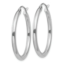 Load image into Gallery viewer, 14K White Gold Polished 2.5mm Lightweight Tube Hoop Earrings
