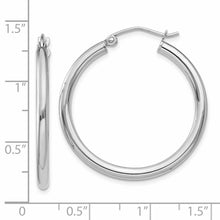 Load image into Gallery viewer, 14K White Gold Polished 2.5mm Lightweight Tube Hoop Earrings
