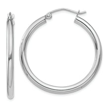 Load image into Gallery viewer, 14K White Gold Polished 2.5mm Lightweight Tube Hoop Earrings
