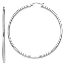 Load image into Gallery viewer, 14K White Gold Polished 2.5mm Lightweight Tube Hoop Earrings
